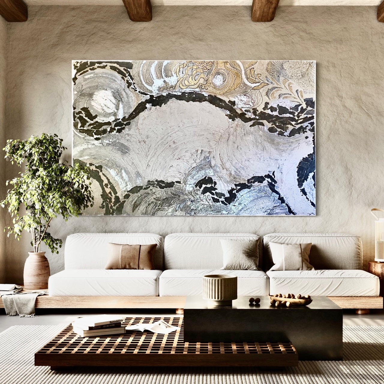 “Wave of Feelings” different techniques on canvas 140x200 cm