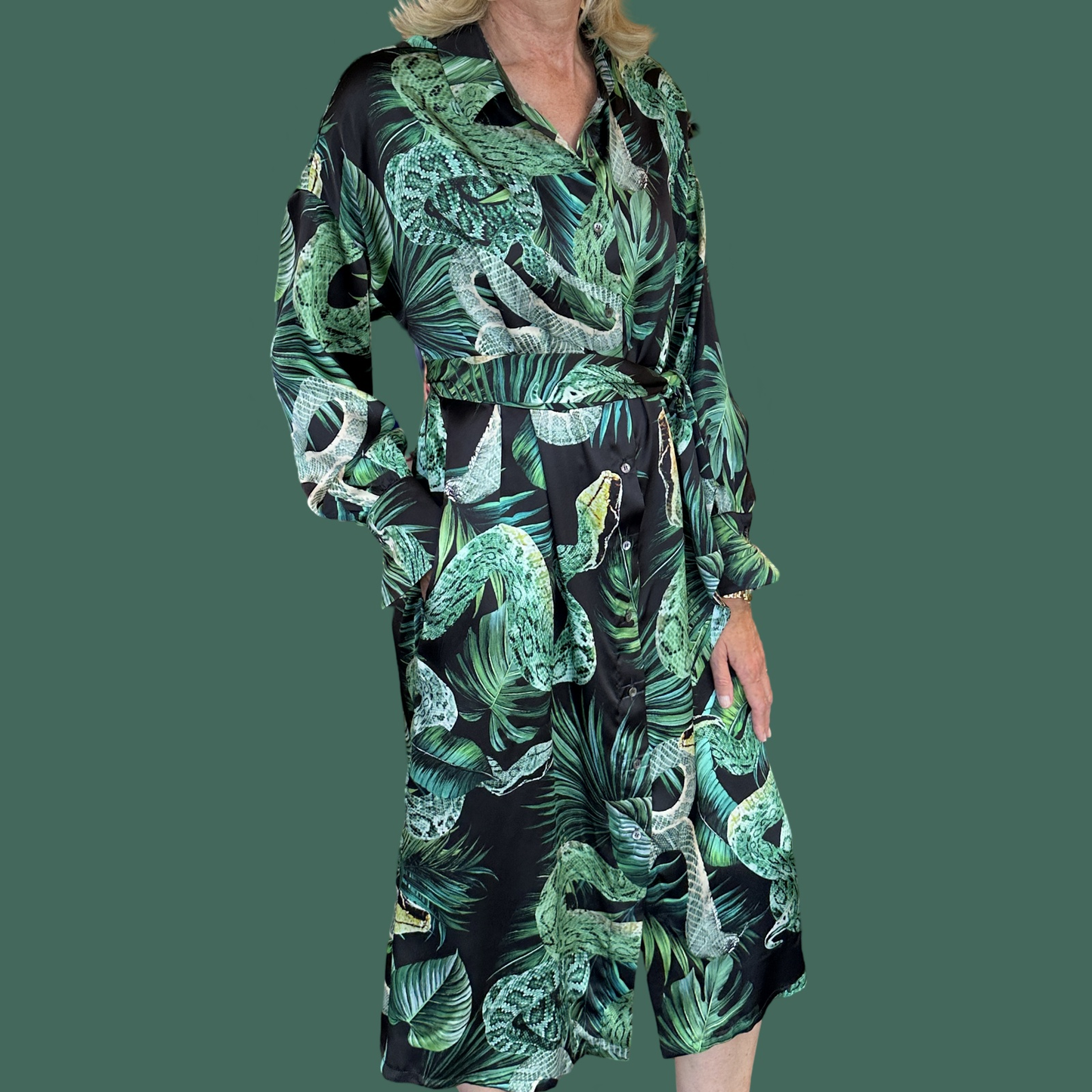 Kleid TIMELESS SUSTAINABLE COLLECTION, Garden Eden, Seide, green/black