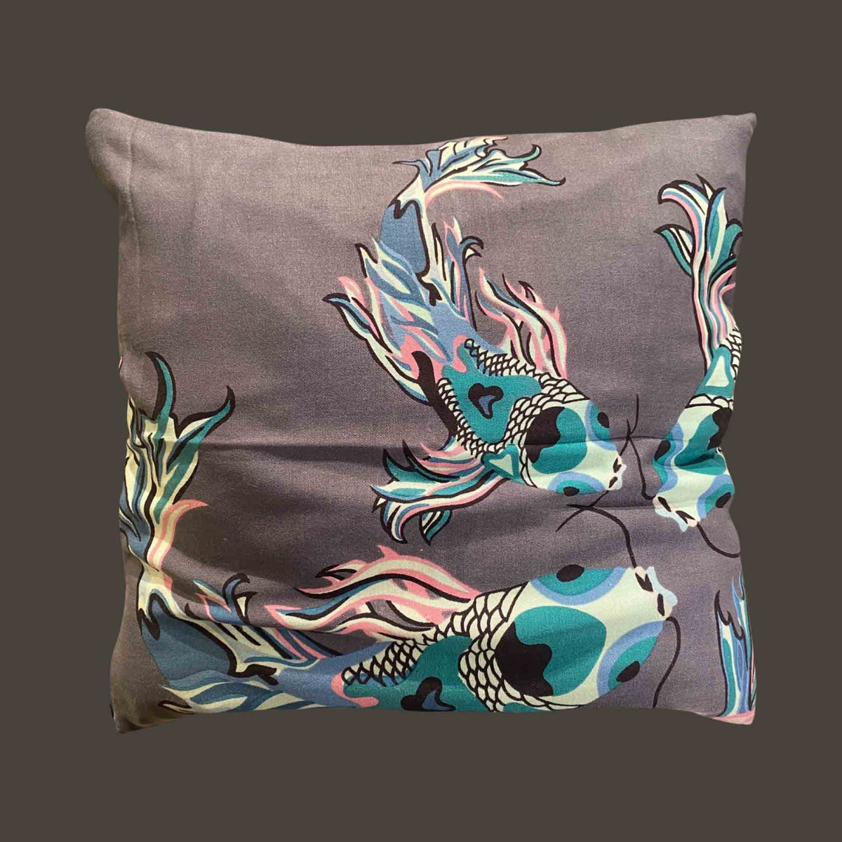 KOIS Deco Kissen, Wolle & Seide Handgefertigt, brown&aquamarin Unikate – stella-esvara