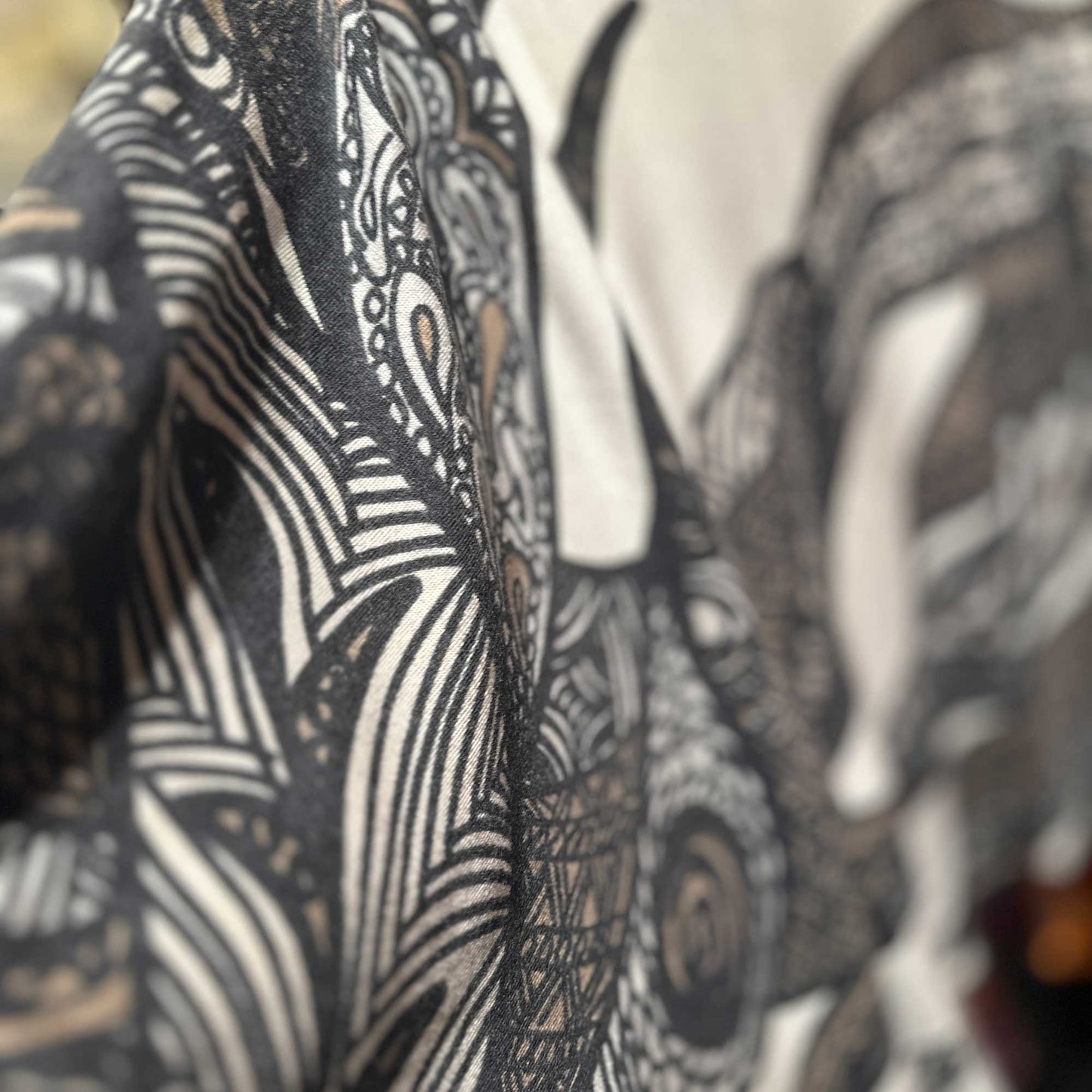 SOUL LEAVES Baby-Kaschmir Feinstrick Pullover mit Fledermaus-Ärmeln, schwarz  / taupe, limitiert # 2