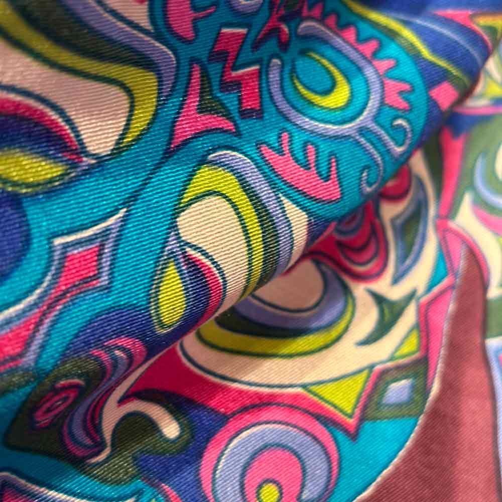 TURTLE LOVE Doubleface Kaschmir & Seiden Schal - 200x100 - Bordeaux & grűn, blau, türkis