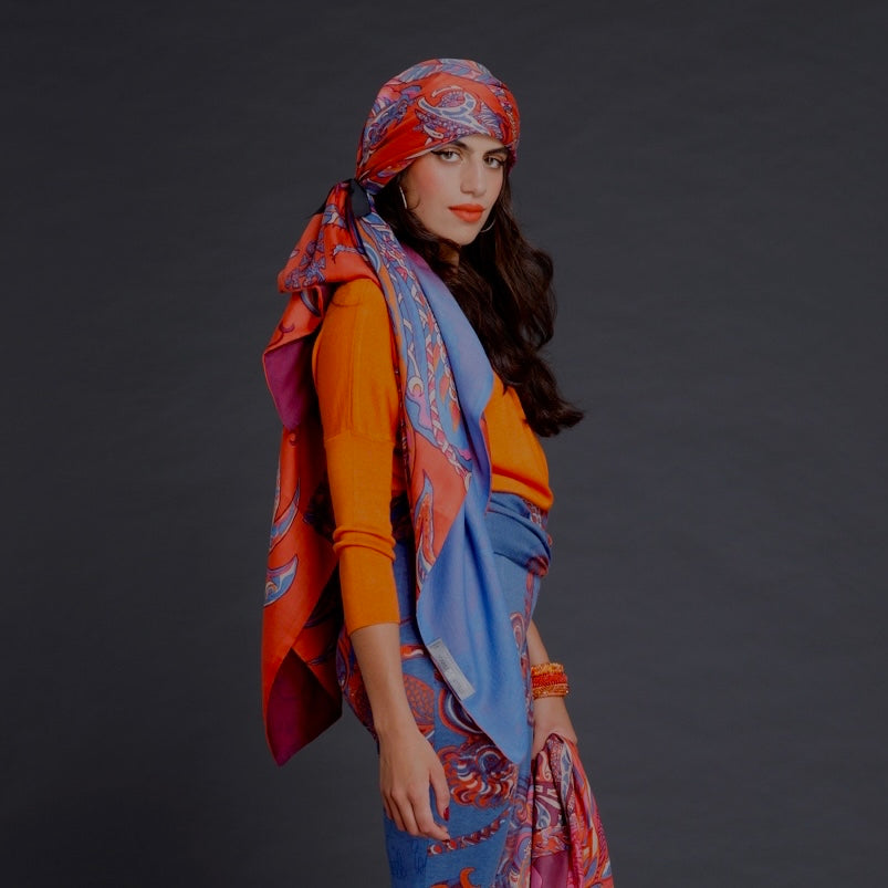 “BONDED IN GARDEN EDEN “- LIMITED EDITION #2 of 3 pieces - cashmere &amp; silk, double face