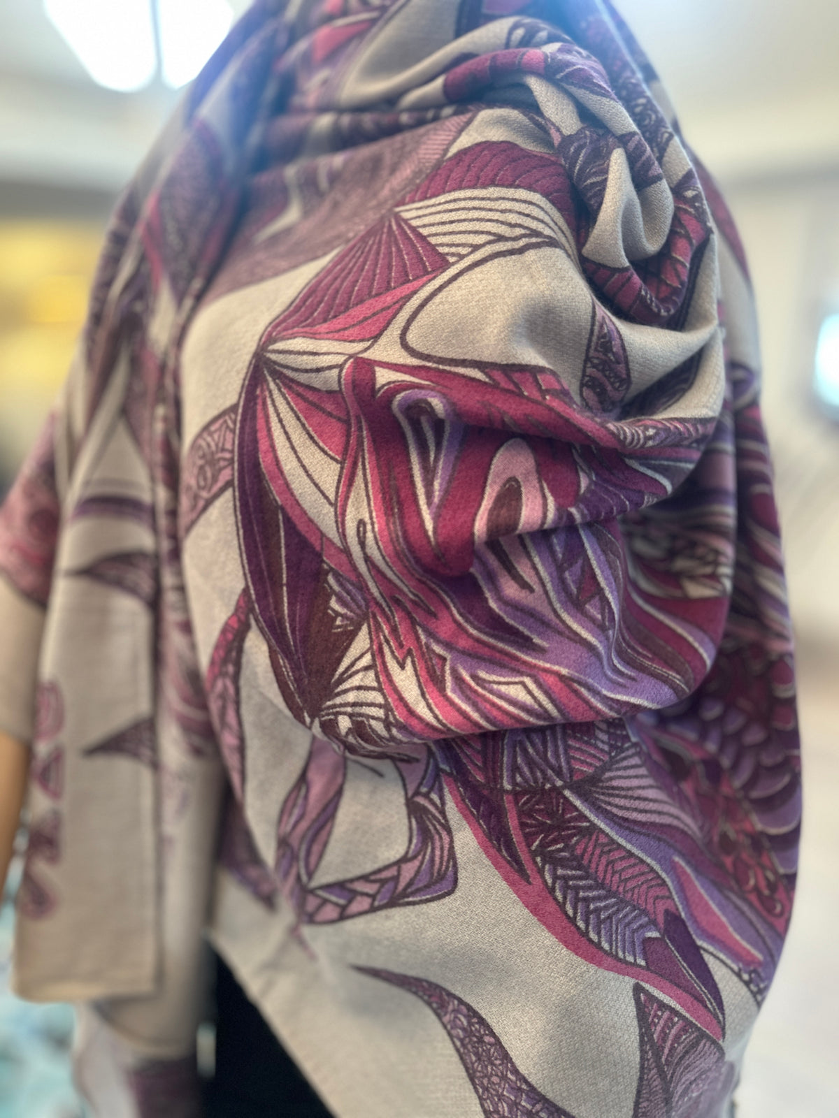 FLAMINGO GARDEN - Kaschmir Cape/Stola - sanftes cashmere natur Beige und diverse Pink und Pflaume und Bordeaux Töne - Limited Edition #3