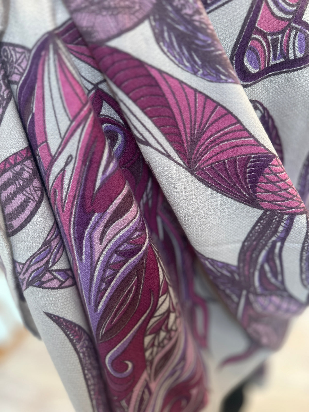 FLAMINGO GARDEN - Kaschmir Cape/Stola - sanftes cashmere natur Beige und diverse Pink und Pflaume und Bordeaux Töne - Limited Edition #3