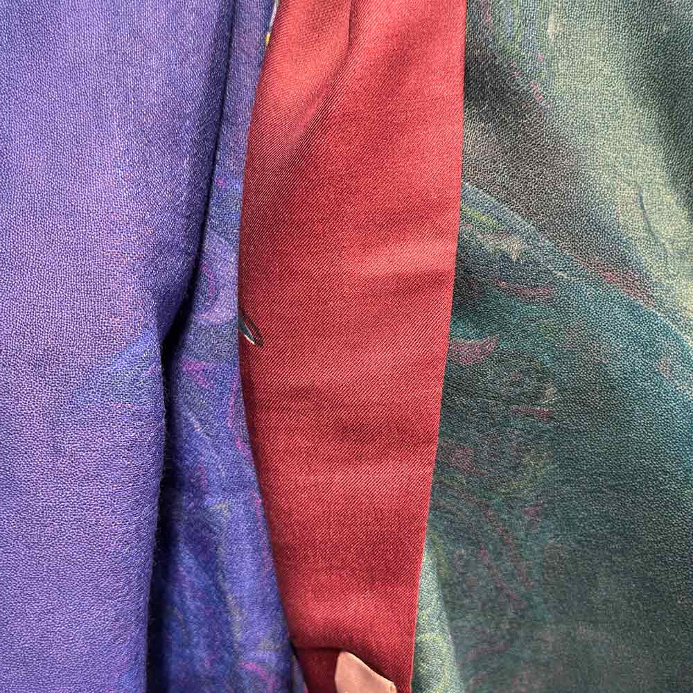 TURTLE LOVE Doubleface Kaschmir & Seiden Schal - 200x100 - Bordeaux & grűn, blau, türkis