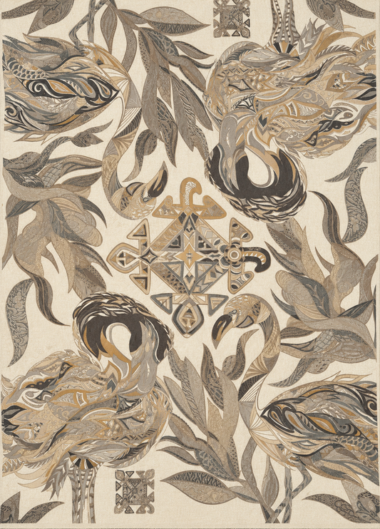 FLAMINGO GARDENS -
Kaschmir XL Schal - Limited Edition / Light beige and creme tones