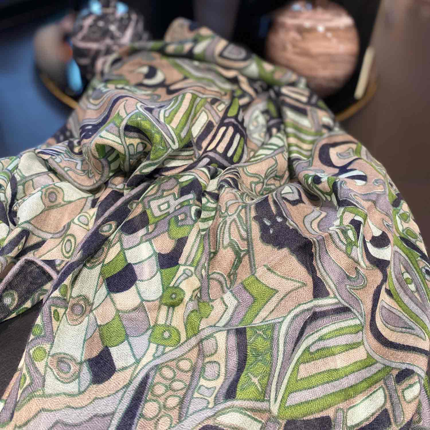 4 Green SAMURAI Kaschmir Carrré Tuch/Schal, Limited Edition