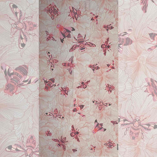 Safe the 🐝 Bees, leichter Schal aus 100 % Changra Kaschmir, Rosa Grau / Limitiert auf 5 Stück