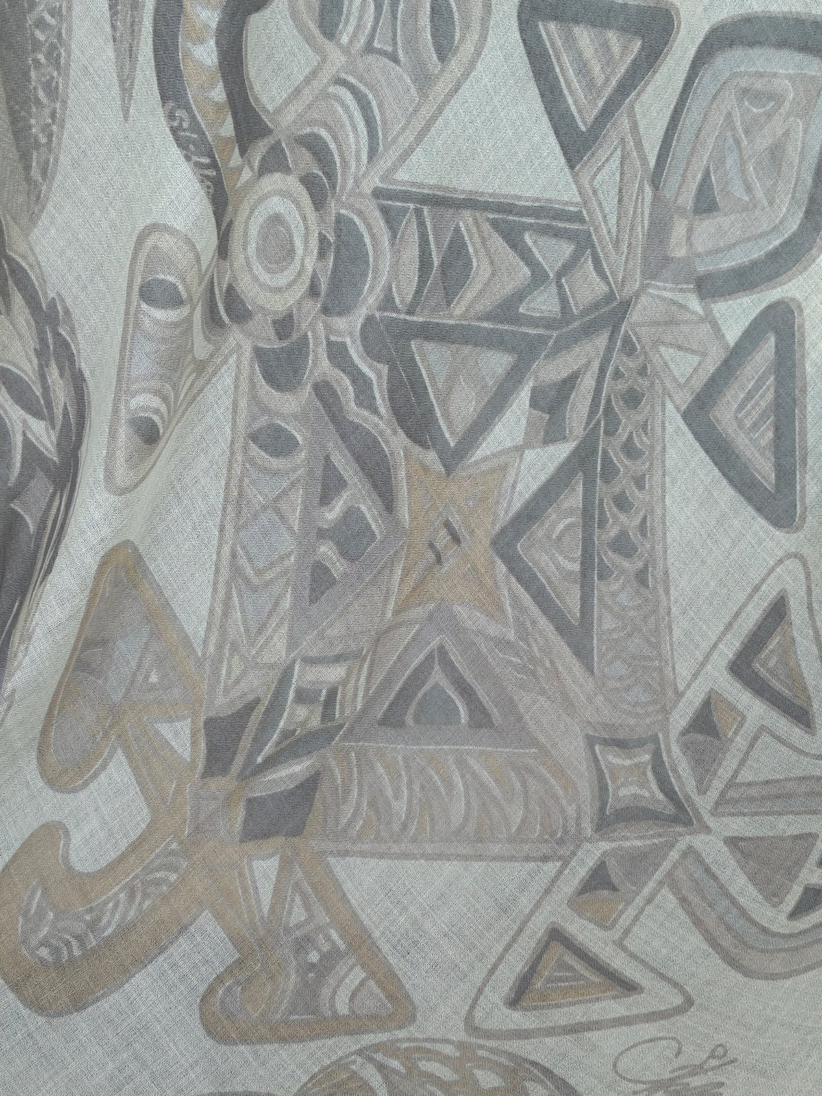 Kaschmir XL Schal „FLAMINGO GARDENS“ Limited Edition / Light beige and creme tones