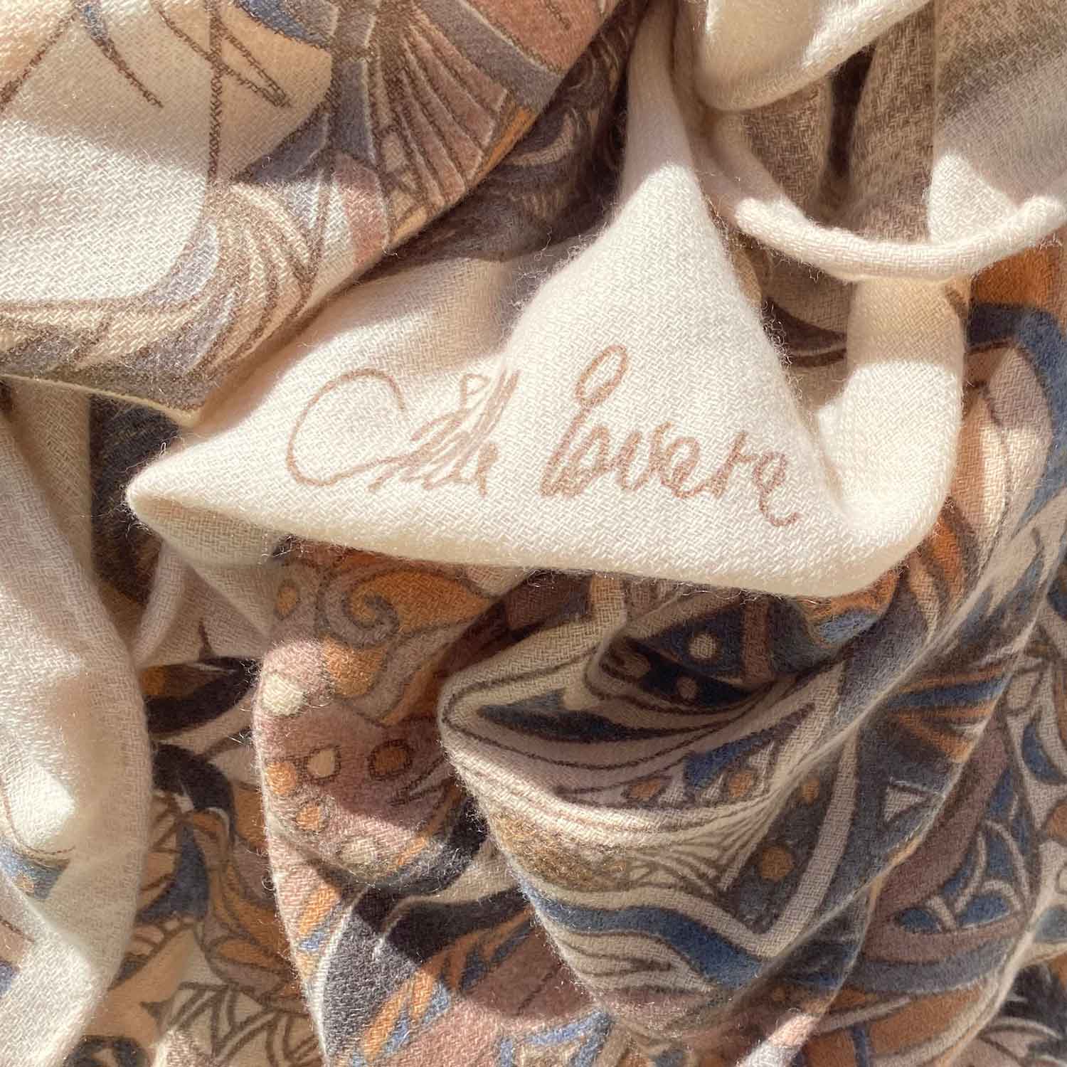 FLAMINGO GARDEN Kaschmir Cape/Stola XL, beige tones, limited 5/6