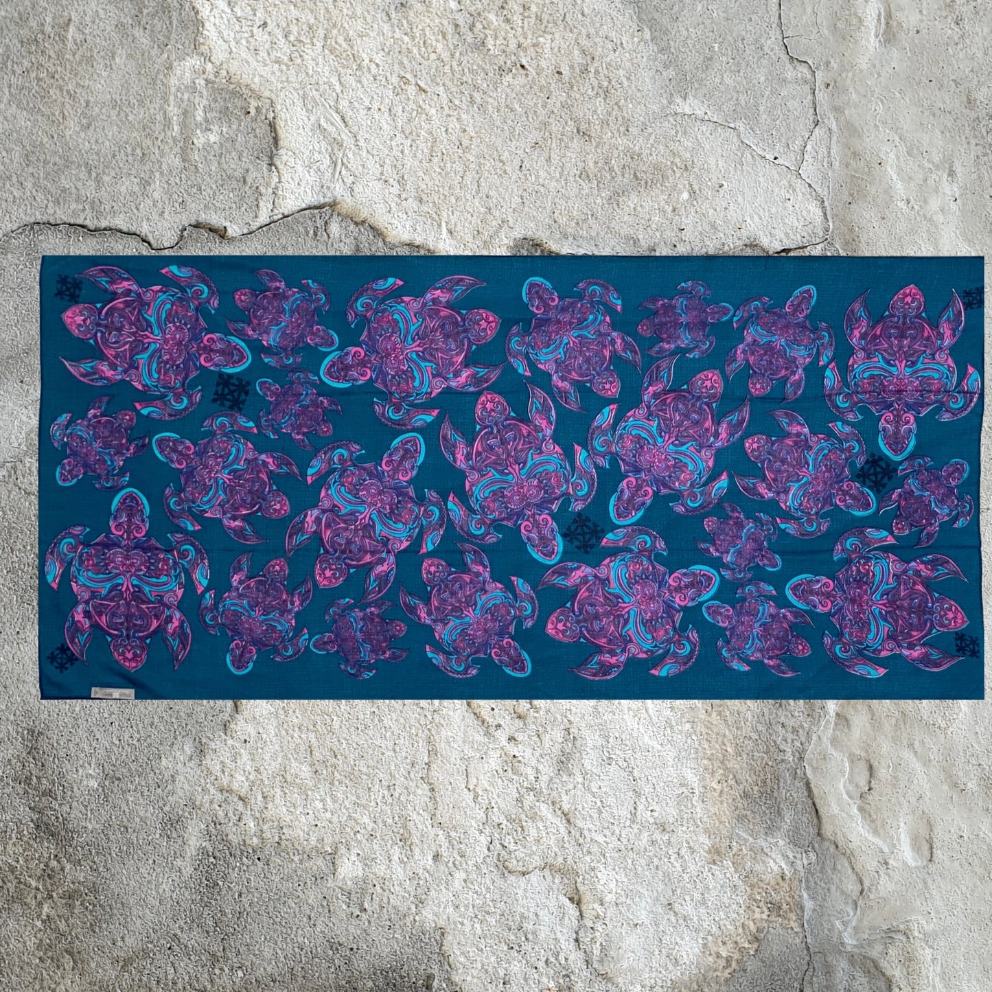 TURTLE LOVE Doubleface Kaschmir & Seiden Schal, blau & rosa, limited 5
