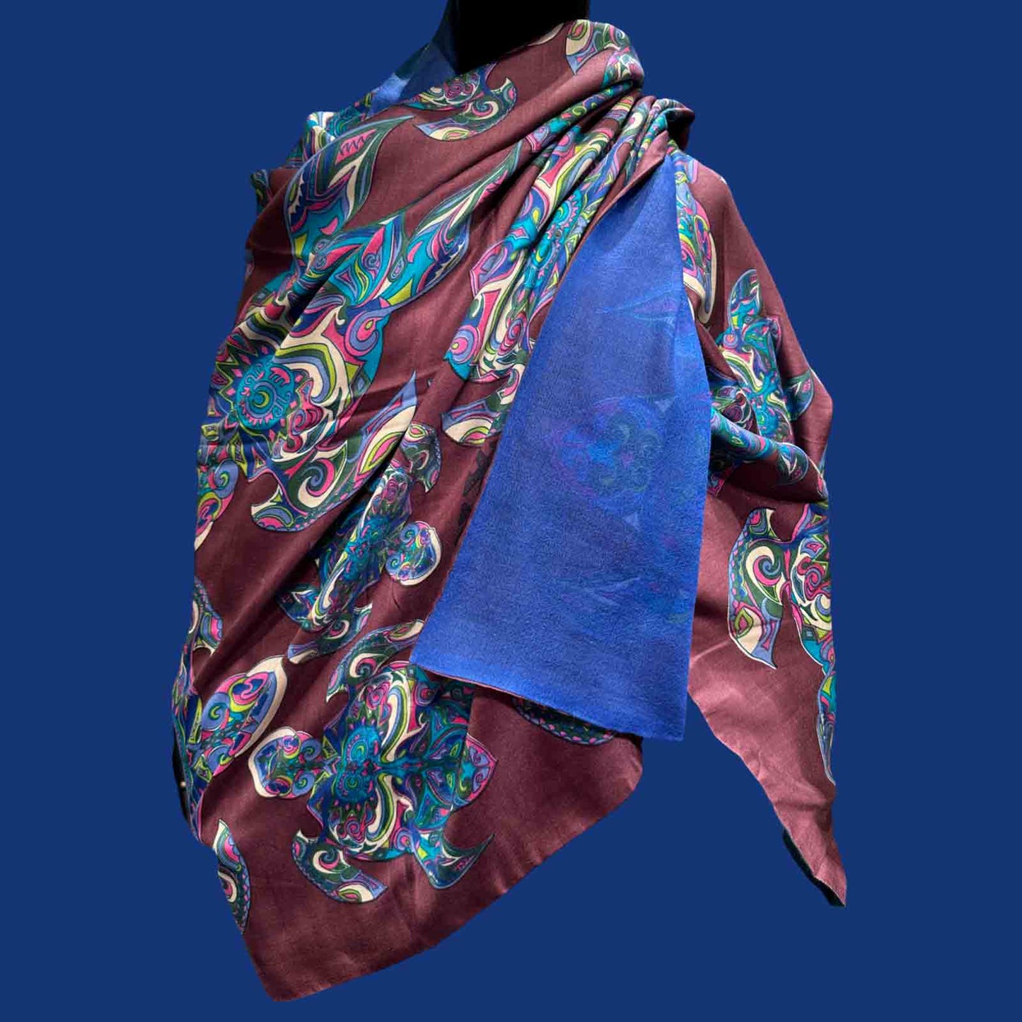 TURTLE LOVE Doubleface Kaschmir & Seiden-Schal - 200x100 - bordeaux/ petrol/ türkis - Limitiert #5