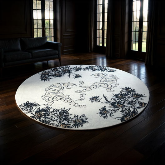 Twin Tigers - Teppich Unikat - Unique Designer Rug 230 cm - Knüpfzeit ca 150 Tage