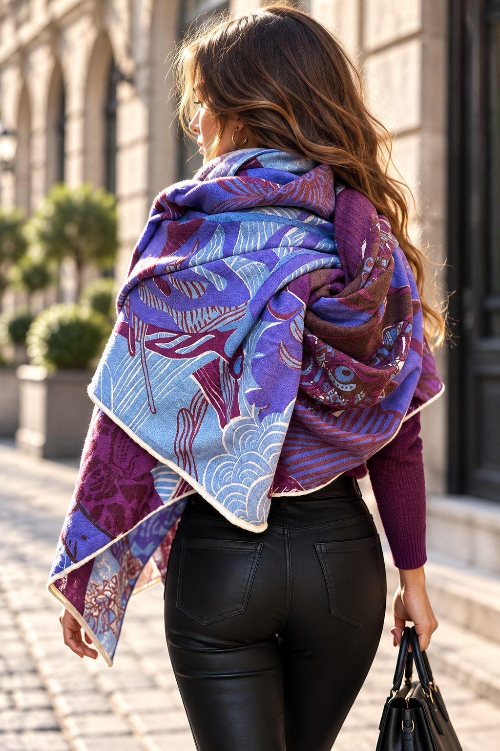 WILD FAMILY BONDS Kaschmir Cape/Stola, pink & mauve & lila & braun - Limited Edition #5