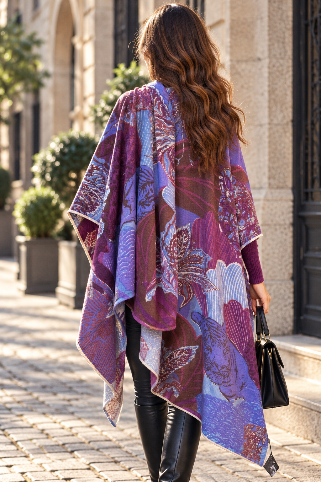 WILD FAMILY BONDS Kaschmir Cape/Stola, pink & mauve & lila & braun - Limited Edition #5