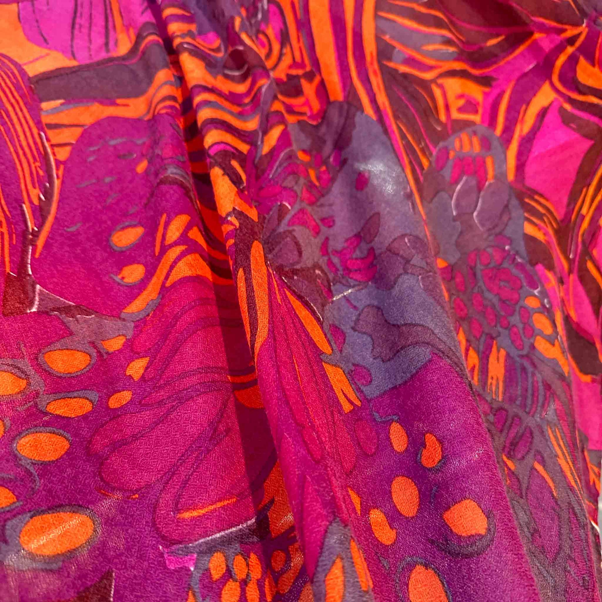 METAMORPHOSE Kaschmir Carre Tuch, Lila, Orange, Burgund, Brombeere, Pink. Limitiert 3/5