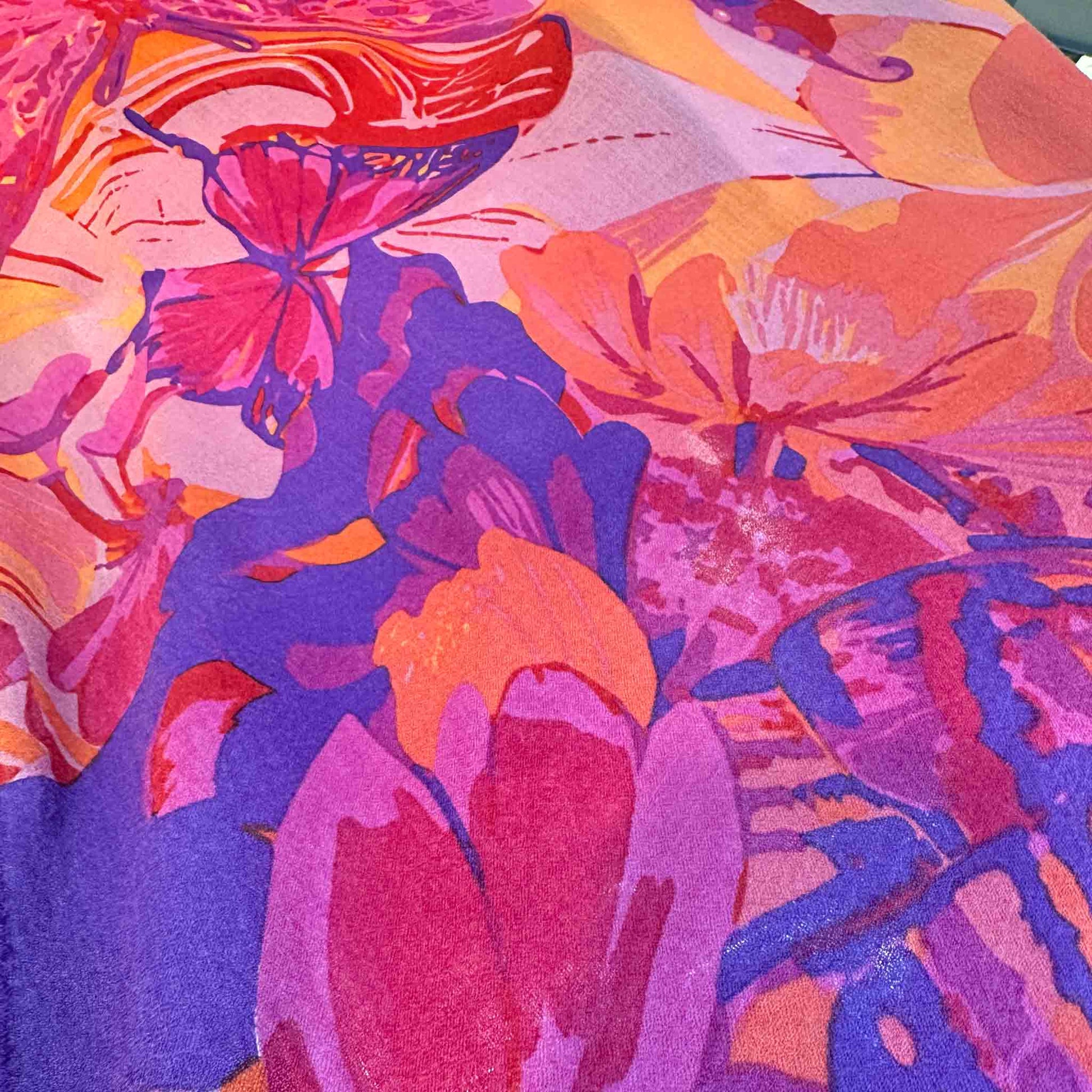 METAMORPHOSE Kaschmir Carre Tuch, Lila, Orange, Burgund, Pink. Limitiert 3/5