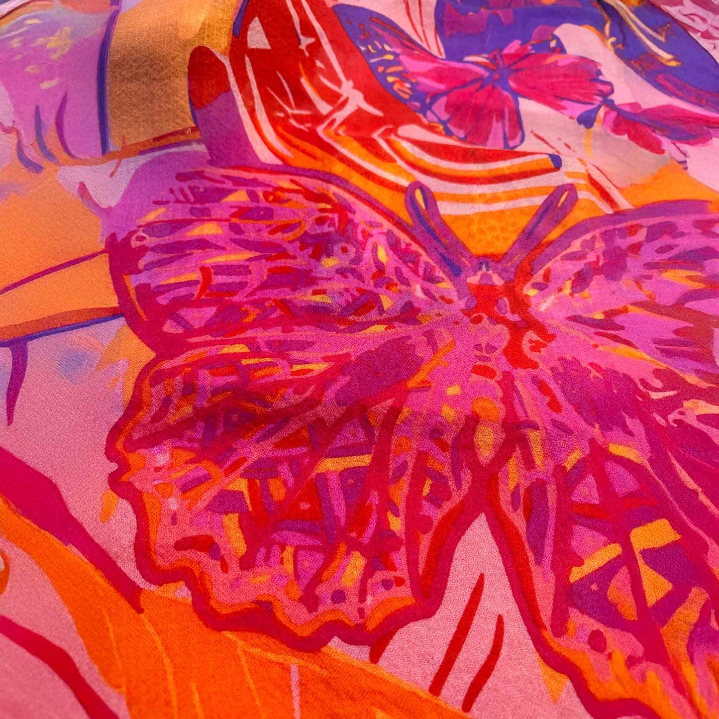 METAMORPHOSE Kaschmir Carre Tuch, Lila, Orange, Burgund, Pink. Limitiert 3/5