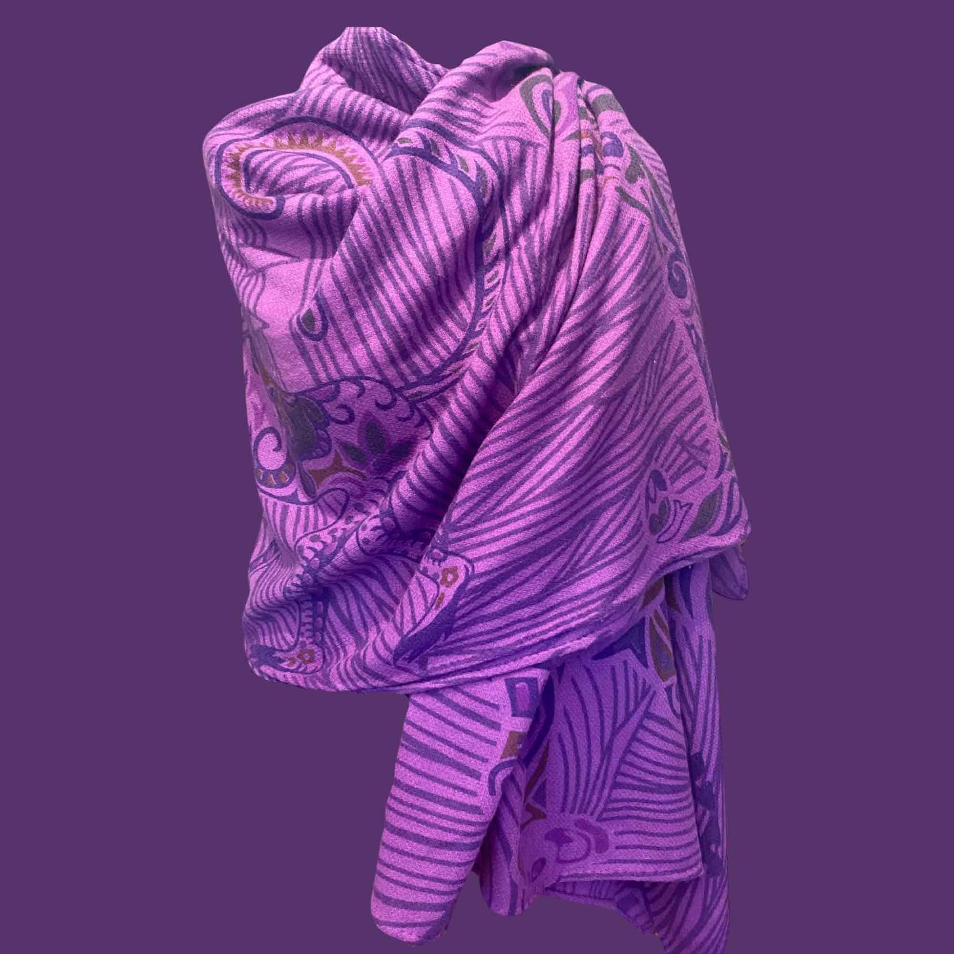 JUNGLE LOVE Kaschmir XL Cape/Stola, purple & mauve, Unikat