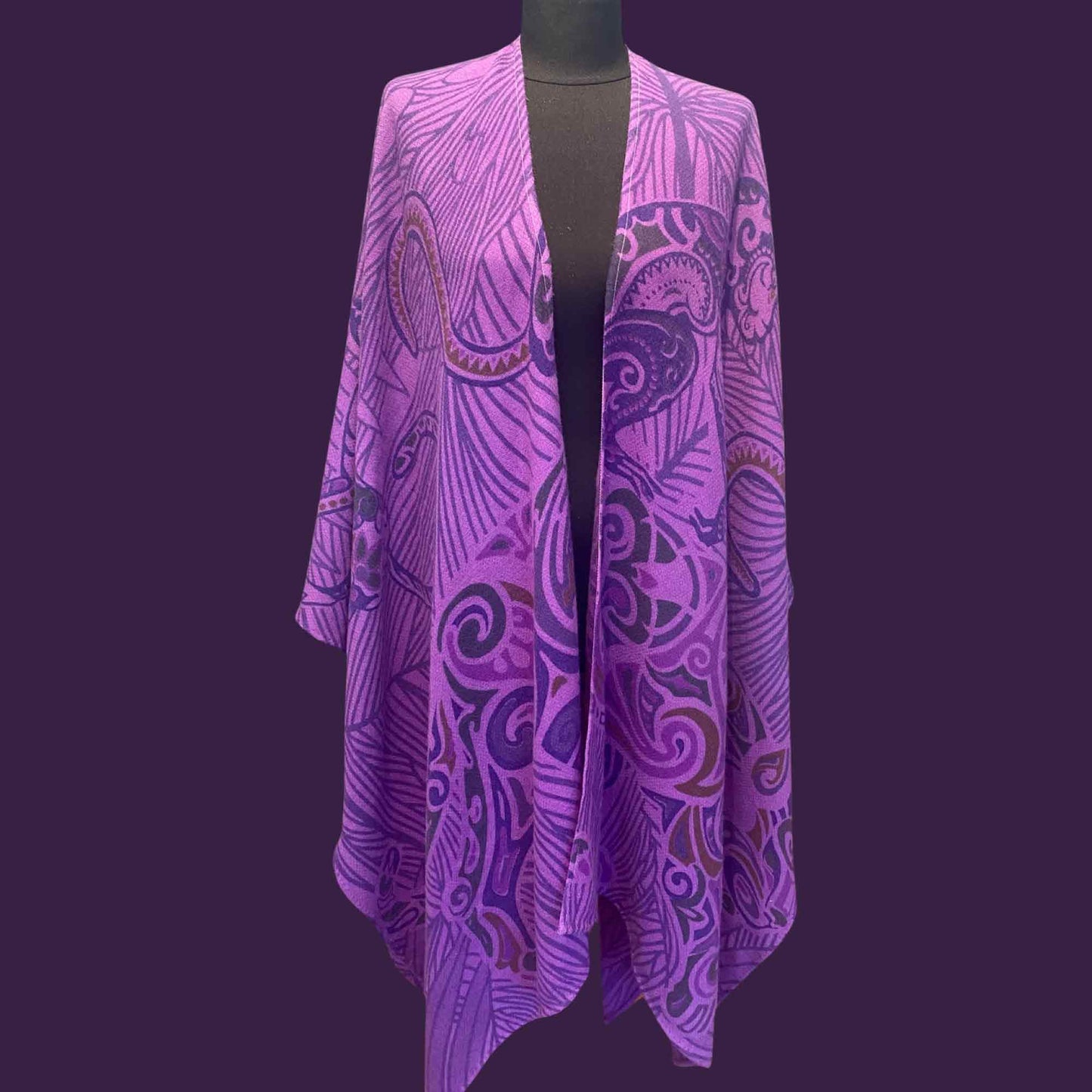 JUNGLE LOVE Kaschmir XL Cape/Stola, purple & mauve, Unikat
