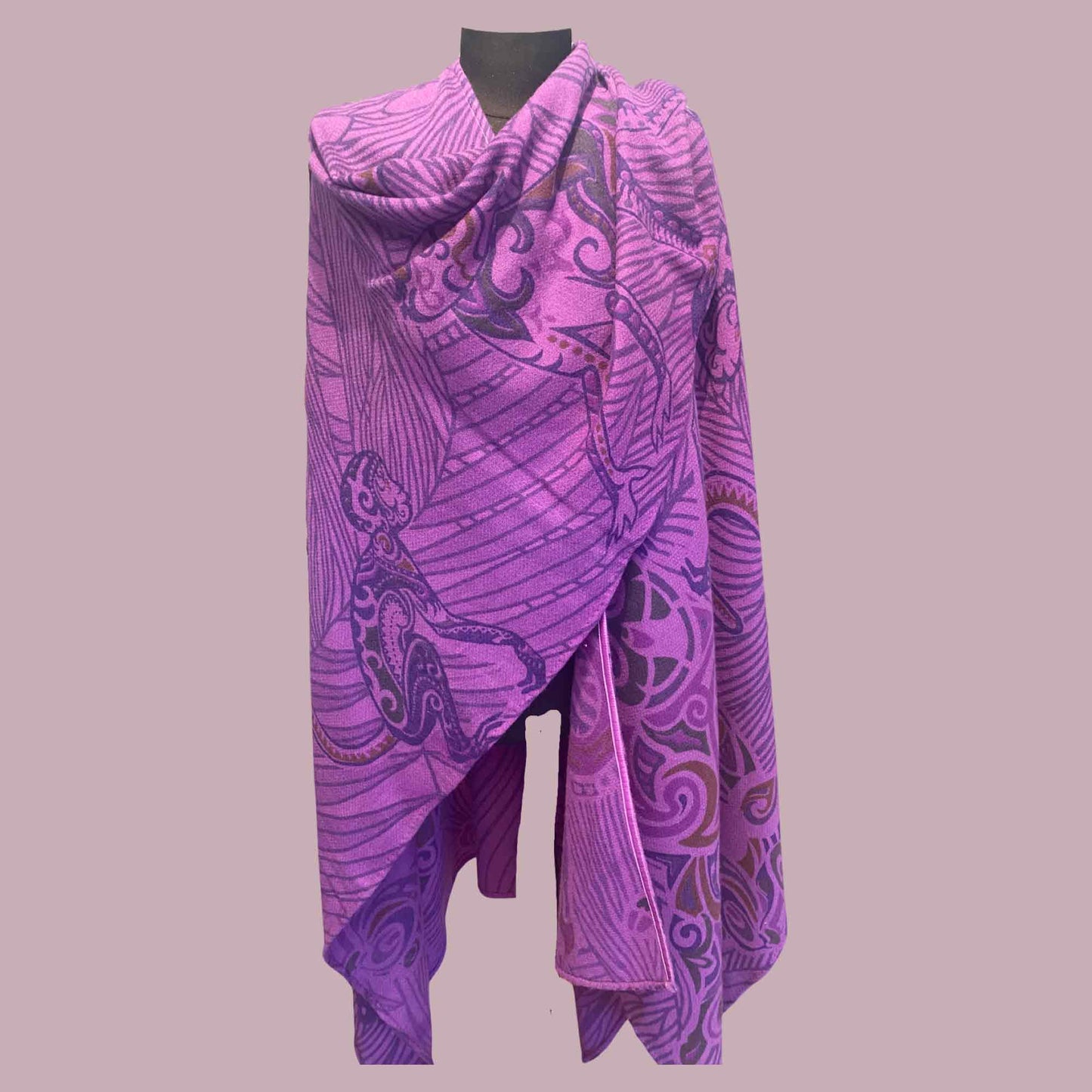 JUNGLE LOVE Kaschmir XL Cape/Stola, purple & mauve, Unikat