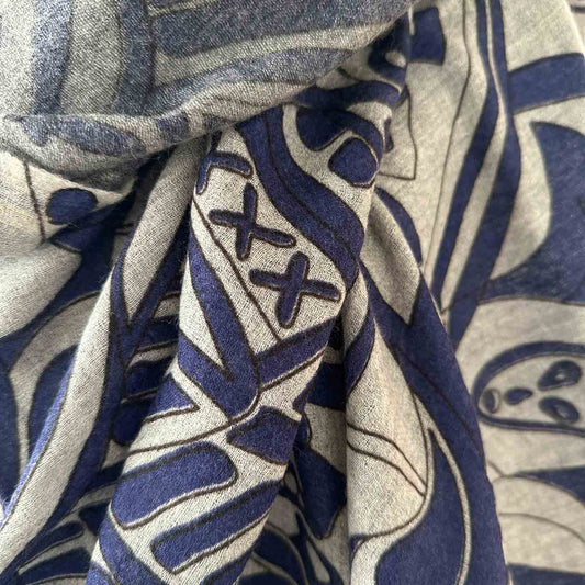 Schal LAST SAMURAI Kaschmir XL, superfine, 70 x 200 grau/blau, limited