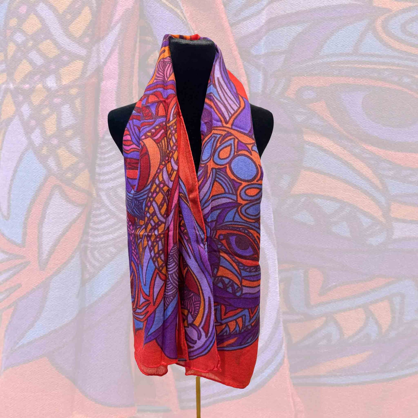 WILD LIFE Kaschmir Carre Tuch, rouge & burgund & lila, limitiert 3/5