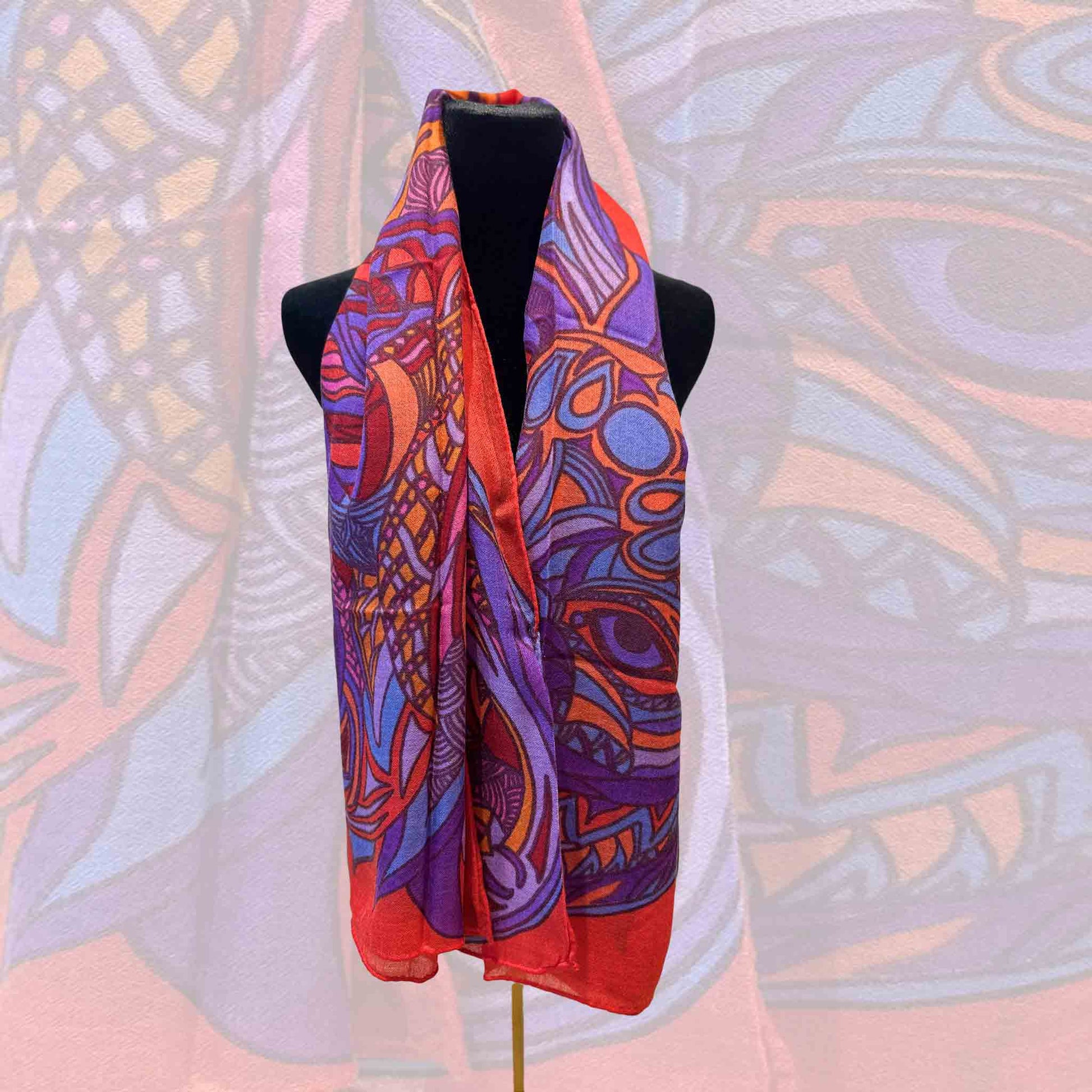 WILD LIFE Kaschmir Carre Tuch, rouge & burgund & lila, limitiert 3/5