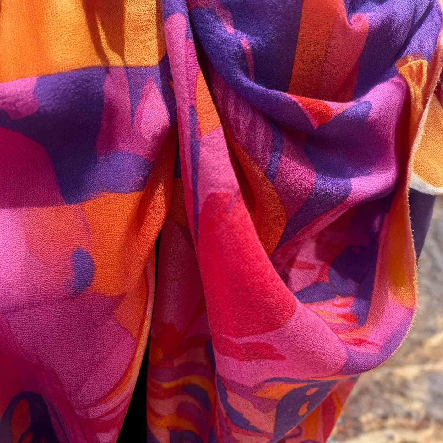 METAMORPHOSE Kaschmir Carre Tuch, Lila, Orange, Burgund, Pink. Limitiert 3/5