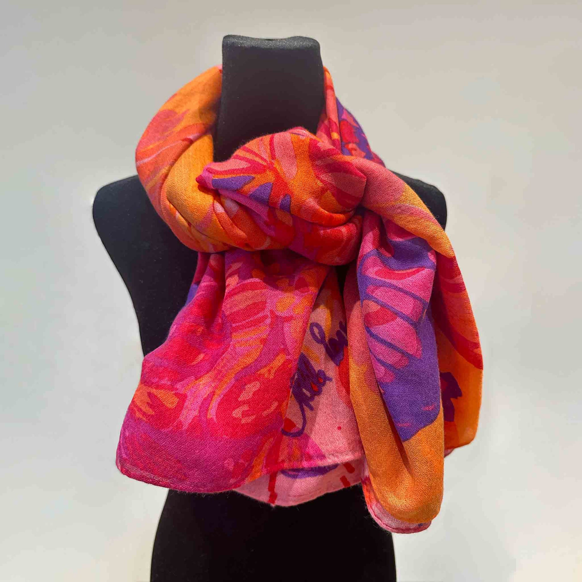 METAMORPHOSE Kaschmir Carre Tuch, Lila, Orange, Burgund, Pink. Limitiert 3/5