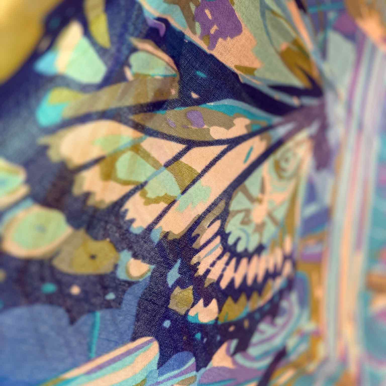 METAMORPHOSE Kaschmir Carre Tuch in den Farben Blau Türkis, Grün