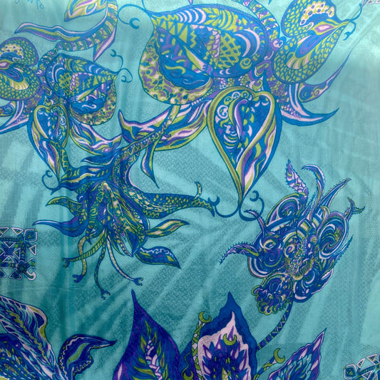 Schal SOUL FLOWERS, 100% Baby Kaschmir, 220 x 120, Türkis, Limitiert 5