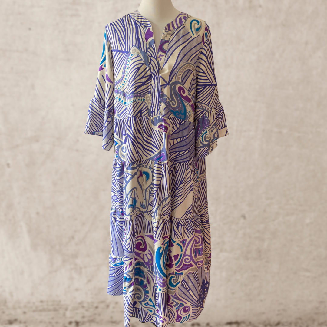 Maxi dress - unique - silk - handwoven - very peri