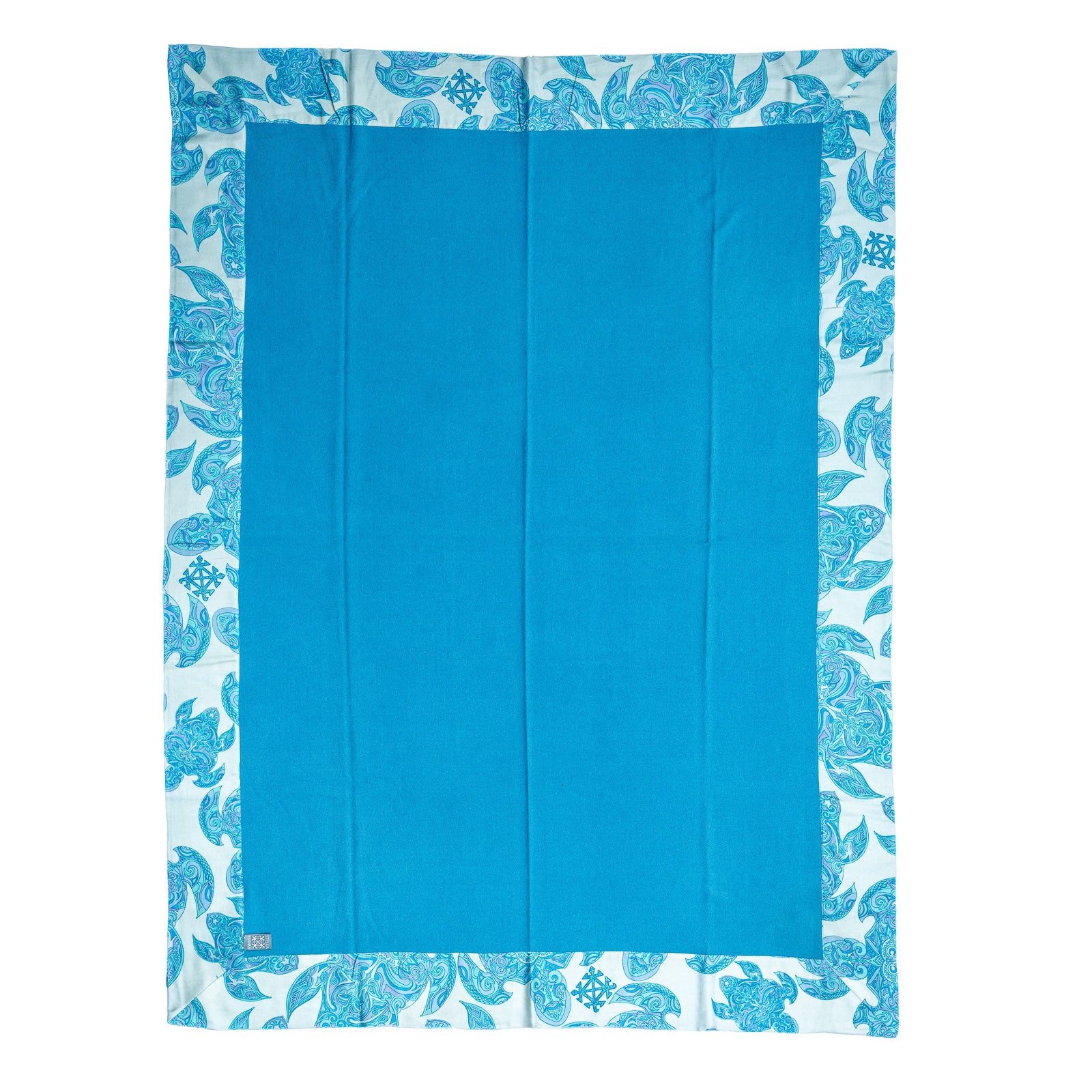 Plaid ESVARA TURTLES on silk, Twill weave Kaschmir, blau, 200 x 150 cm