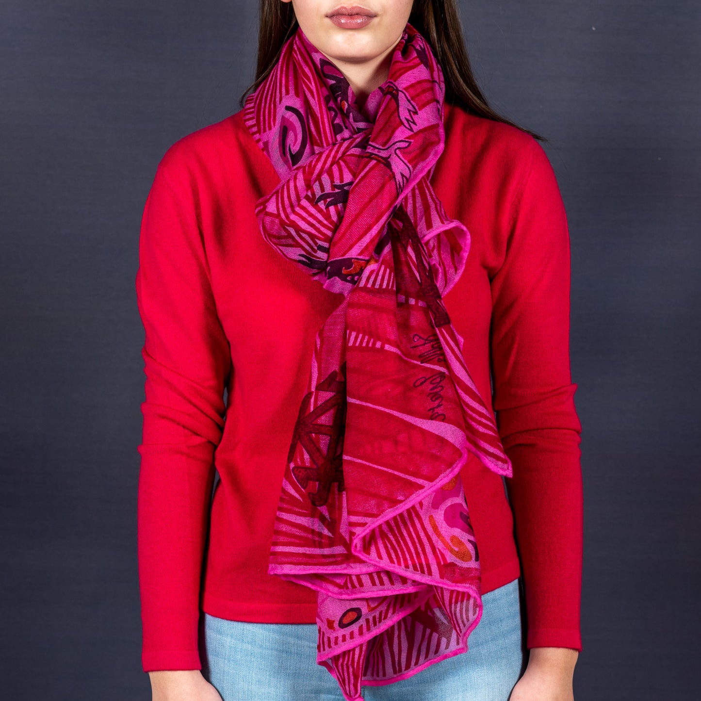 Cashmere XL scarf “BERRY JUNGLE” LIMITED EDITION