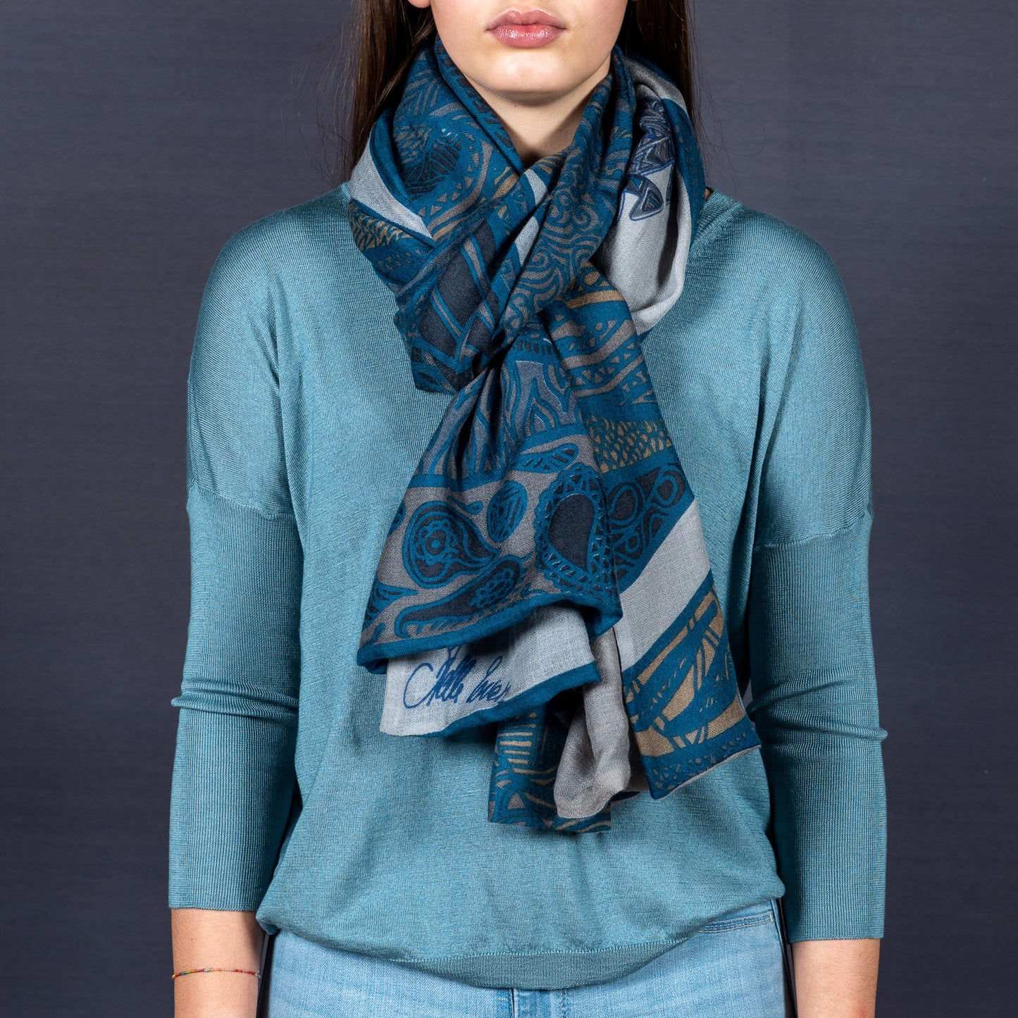 "WILD LIFE " Tourmaline - Super fine baby cashmere - cashmere scarf