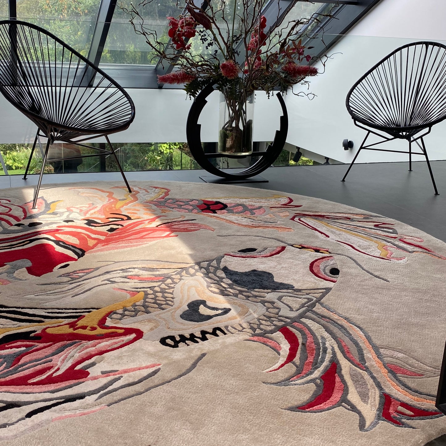 KOIS IN THE LOVE POND 1 - Unique Designer Rug 260 cm - Hand-knotted in Nepal - Knotting time approx. 270 days