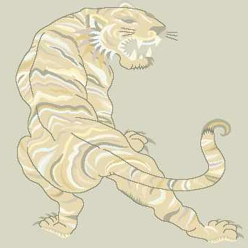 Art Carpet - WILD TIGER - 200x100 cm - Carpet Runner - Handknotted in Nepal - Beige Taupe - Handknotted