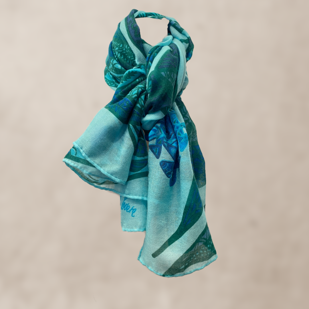 "SOUL LEAVES" Light summer scarf made from 100% light baby cashmere. Limited to 5 pieces 200x100