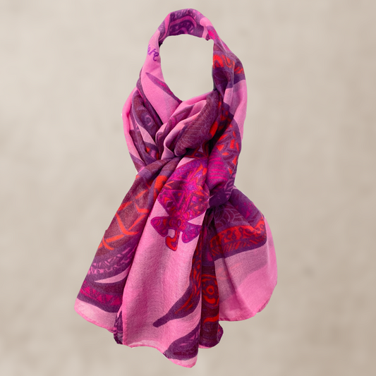 "SOUL LEAVES" Light summer scarf made of 100% light baby cashmere. Limited to 5 pieces