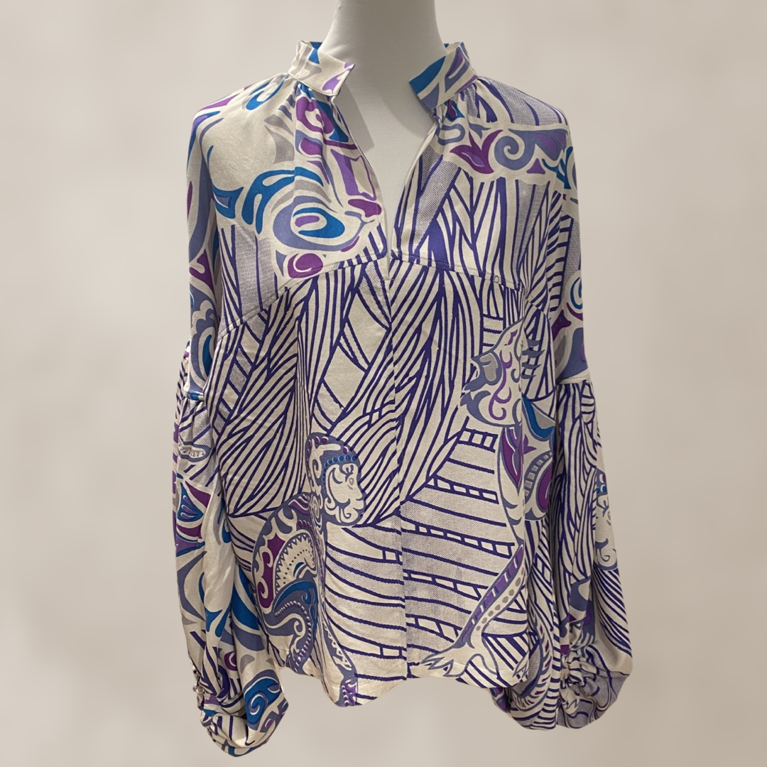 Very Peri JUNGLE LOVE silk blouse