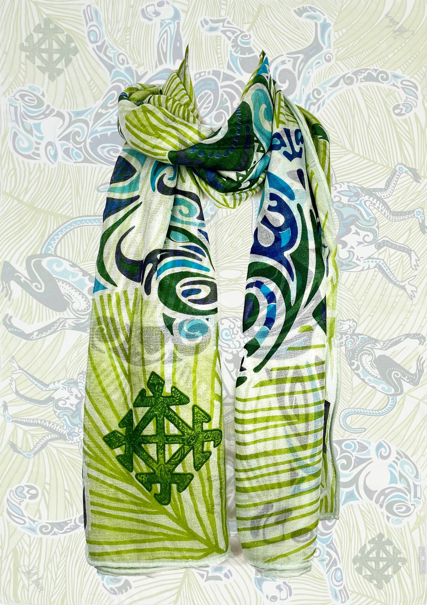 Cashmere XL scarf “GREEN JUNGLE” Limeted edition