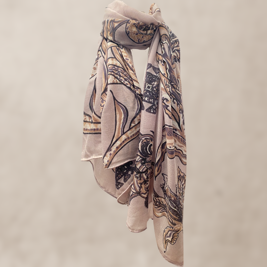 "SOUL FLOWERS" Light summer scarf made of 100% light baby cashmere. 220x120 - Limited to 8 pieces