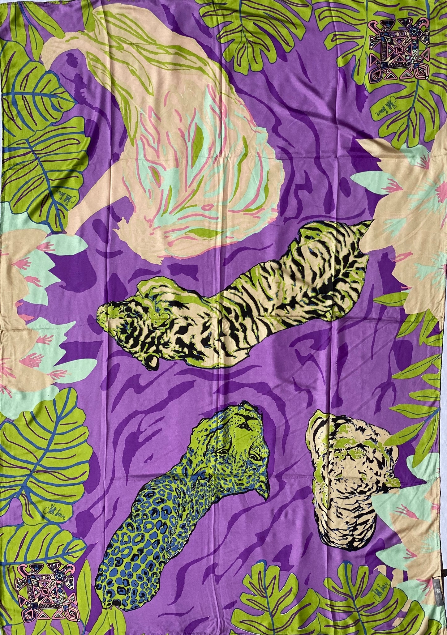 TIGER POND - United in diversity - XL cashmere scarf - purple &amp; green - Limited Edition