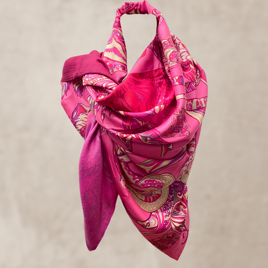 “BONDED IN GARDEN EDEN” - LIMITED EDITION #2 pieces - Cashmere &amp; Silk, Doubleface Pink Tones