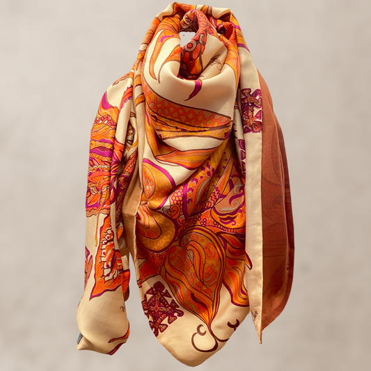 “BONDED IN GARDEN EDEN “ - LIMITED EDITION #3 of 5 pieces - cashmere & silk, double face