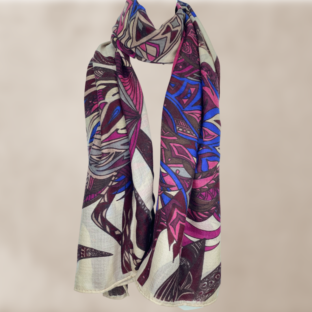 Cashmere scarf “FLAMINGO GARDEN” LIMITED 4/5